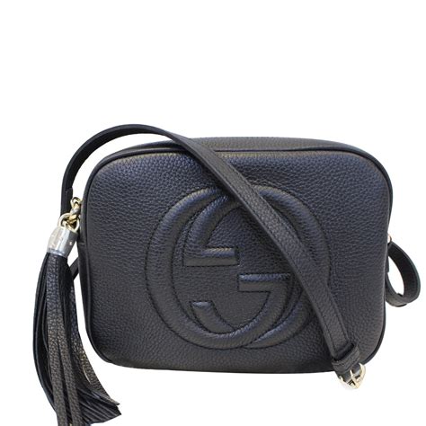 gucci crossbody bag leather with handles black|authentic Gucci crossbody bag unisex.